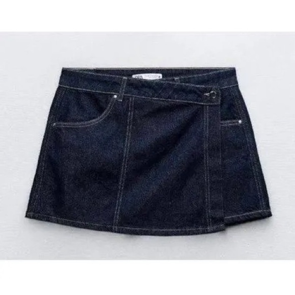 Zara Dark Denim Mini Skort
